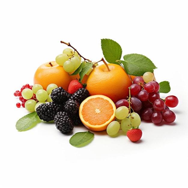 Fruit varieties on a white background