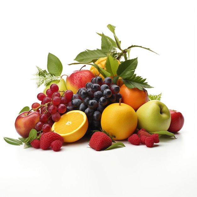 Fruit varieties on a white background