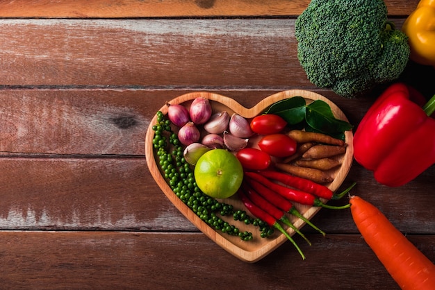 Fruit and vegetable in heart plate