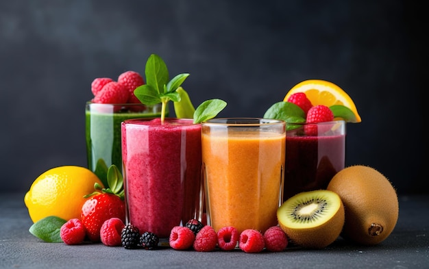 Fruit and Vegetable juice in glasses