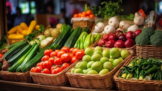 A fruit and vegetable market is open to the public.