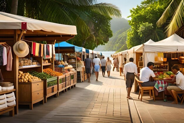 A fruit and vegetable market in the mountains