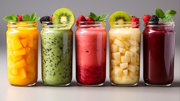 Fruit and Vegetable Smoothie Revitalize Your Day with a Freshly Pressed a Colorful Generative Ai