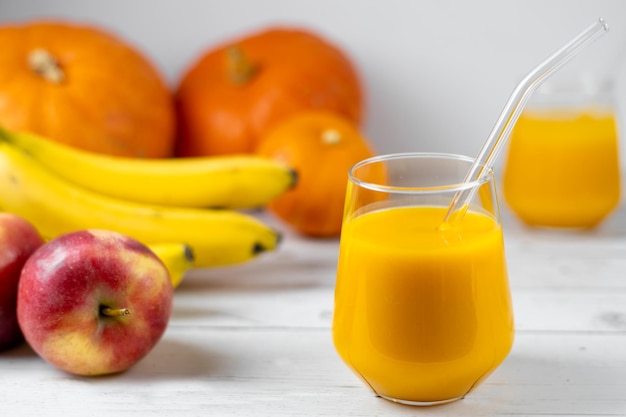 Fruit and vegetable smoothie with pumpkin apple and banana