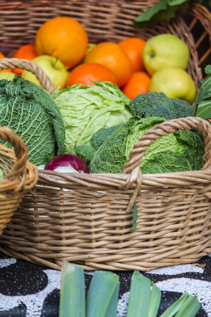 Photo fruit and vegetables in the basket