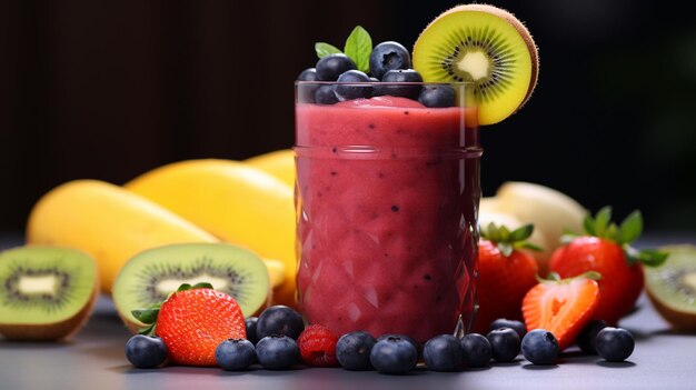Premium Photo | Fruit and vegetables smoothie healthy breakfast