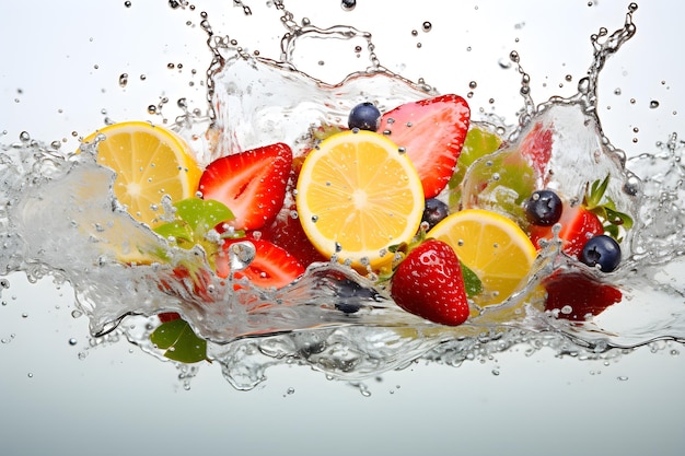 fruit water splash isolated white background Generative AI