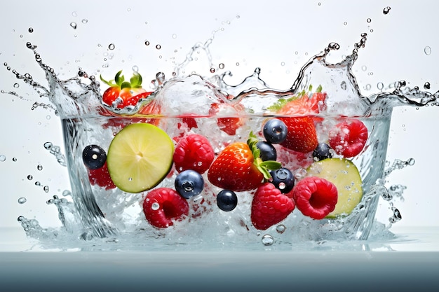 fruit water splash isolated white background Generative AI