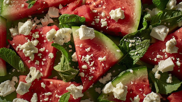 Fruit watermeloen en feta salade