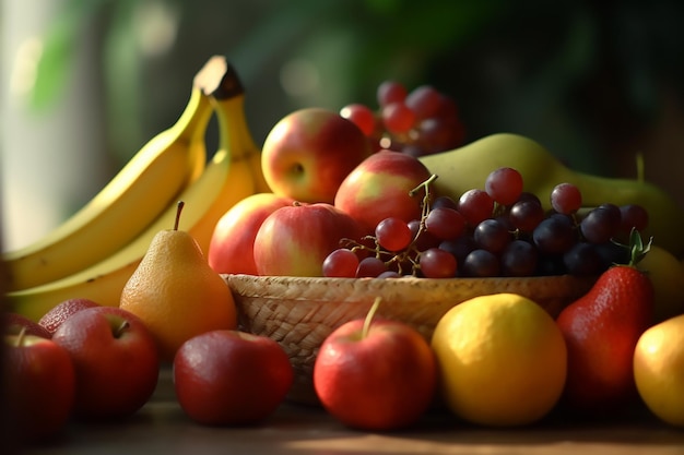 fruit with bananas and bananas in the background