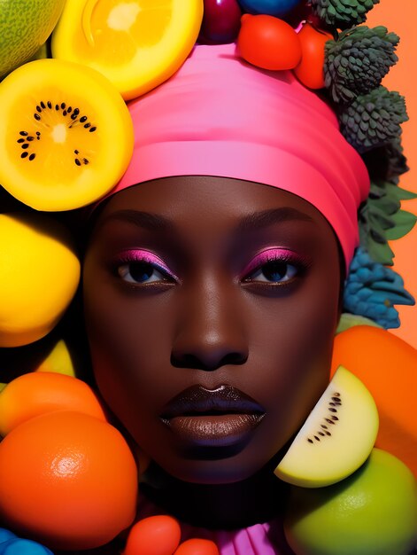Fruit woman fashion model creative magazine cover nature