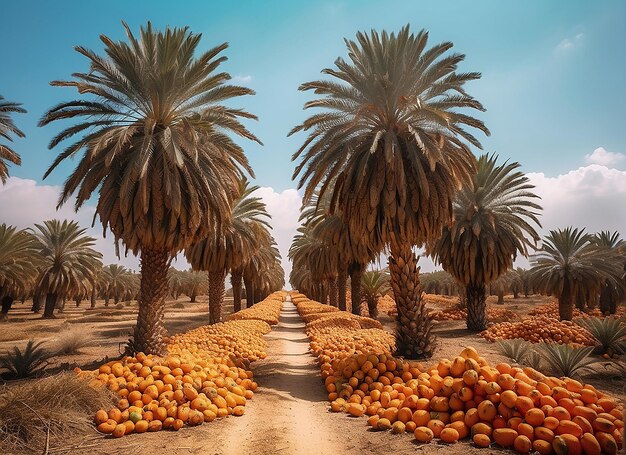 Photo fruitbearing palm trees