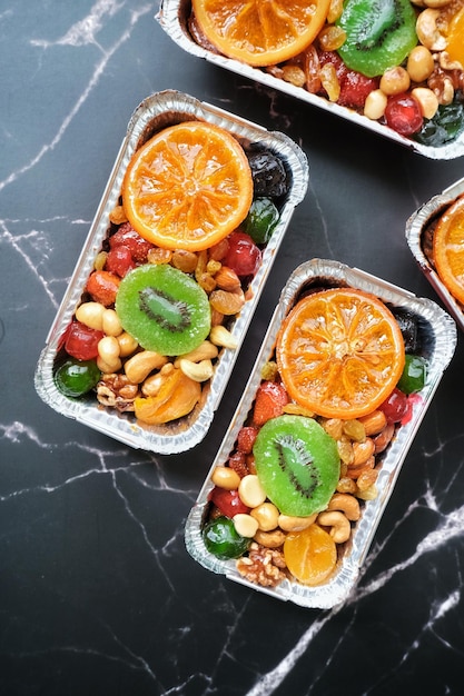 Foto pagnotta di torta di frutta per il festival di natale