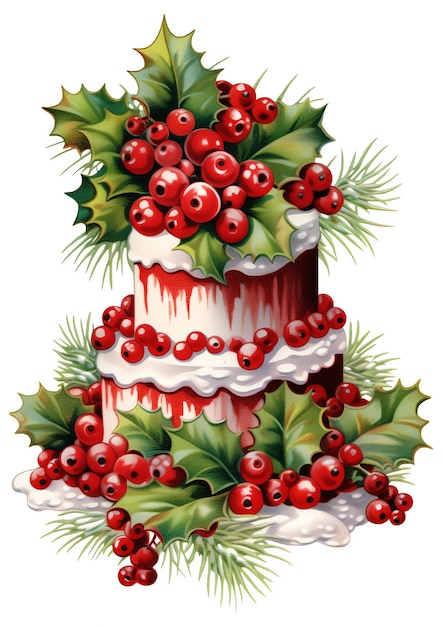 Fruitcake watercolor winter border