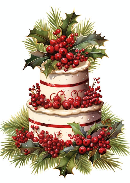 Fruitcake watercolor winter border