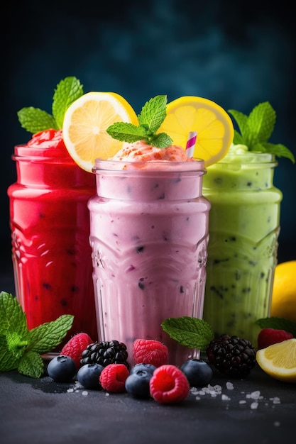 Fruite kleurrijke shakes