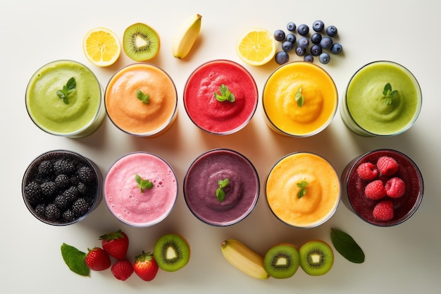 Photo fruitful bliss colorful and healthy fruit smoothies