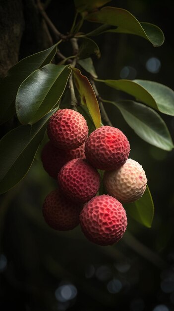 Photo fruitful lychees photo tree free ai generated image