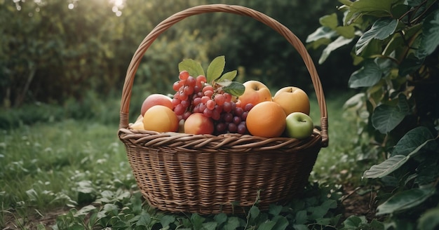 Fruitmandje vol met vers fruit.