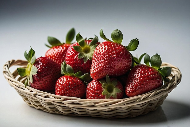 Photo fruits on basket with isolated white background