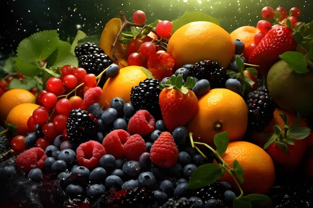 Photo fruits and berries healthy food concept