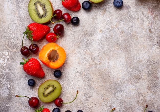 Fruits and berries summer background