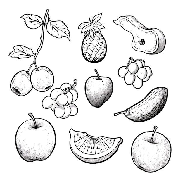 Photo fruits coloring page