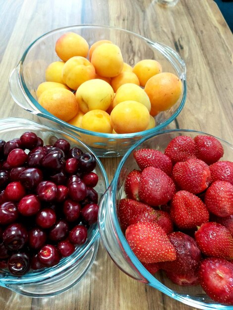 Fruits in container on table