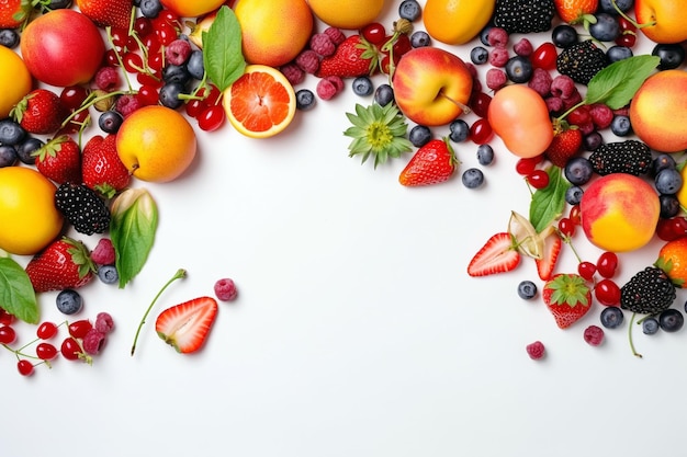 fruits frame on white background