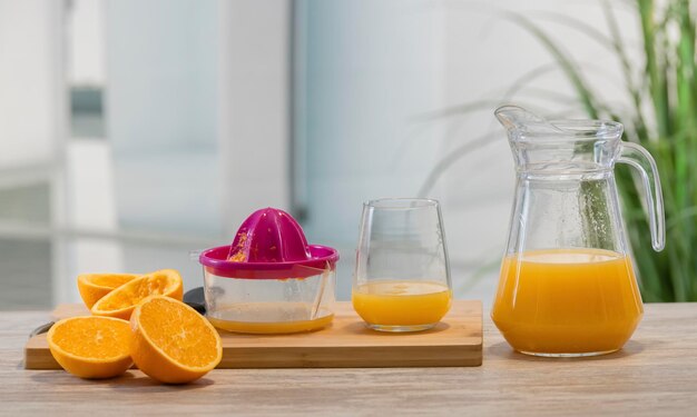 Fruits in glass on table