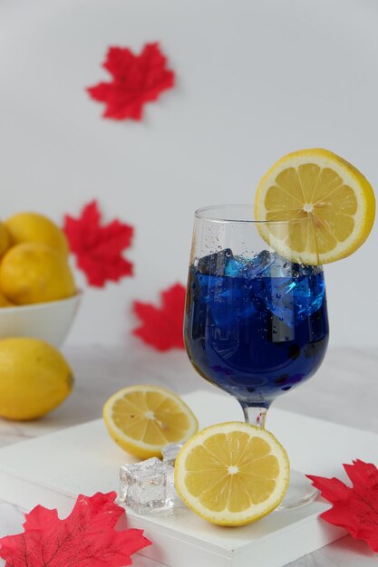 Fruits in glass on table