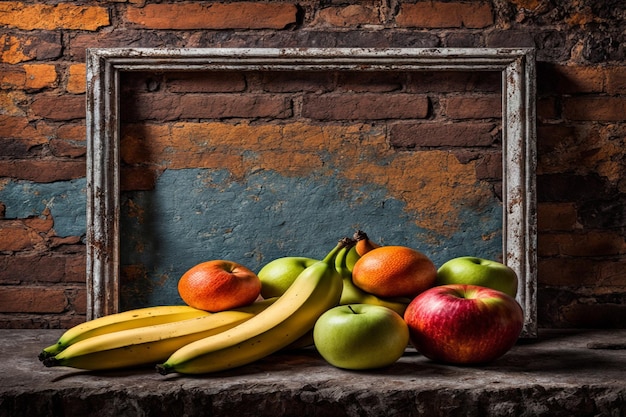 fruits in grungy frame