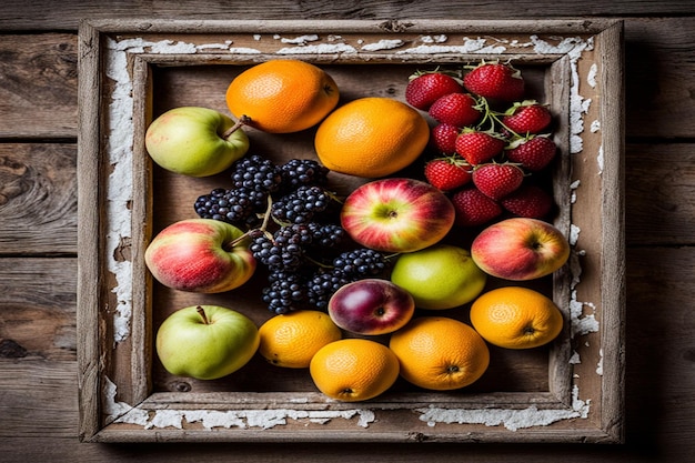 fruits in grungy frame