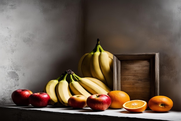 fruits in grungy frame