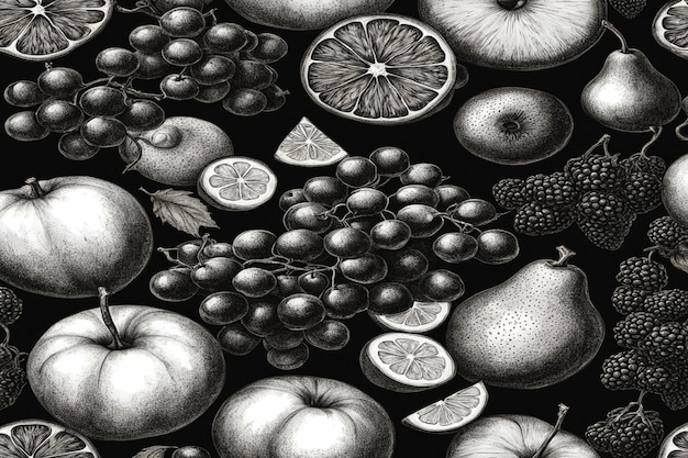 fruits in grungy frame