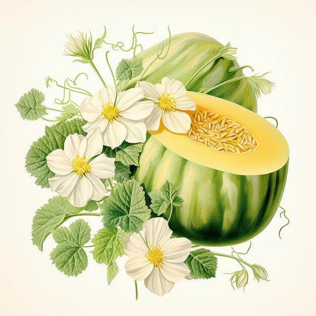 Fruits Illustration with floral accent