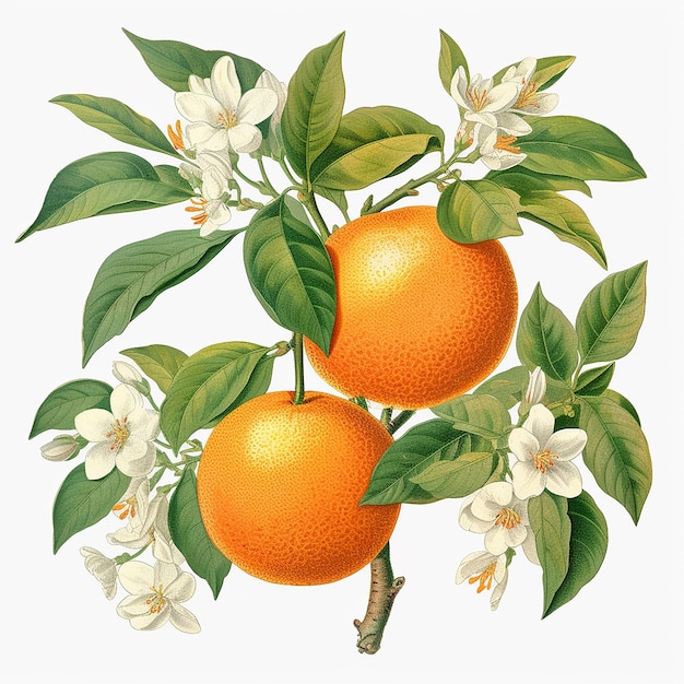 꽃 악센트가 있는 과일 그림