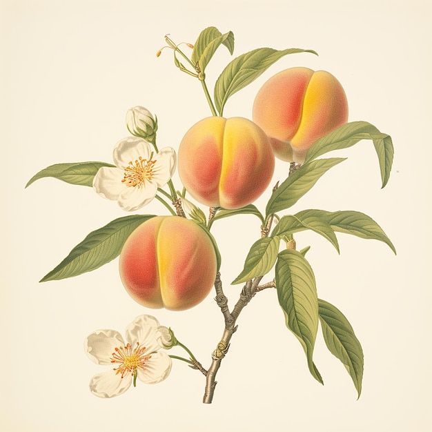 Foto frutta illustrazione con accento floreale