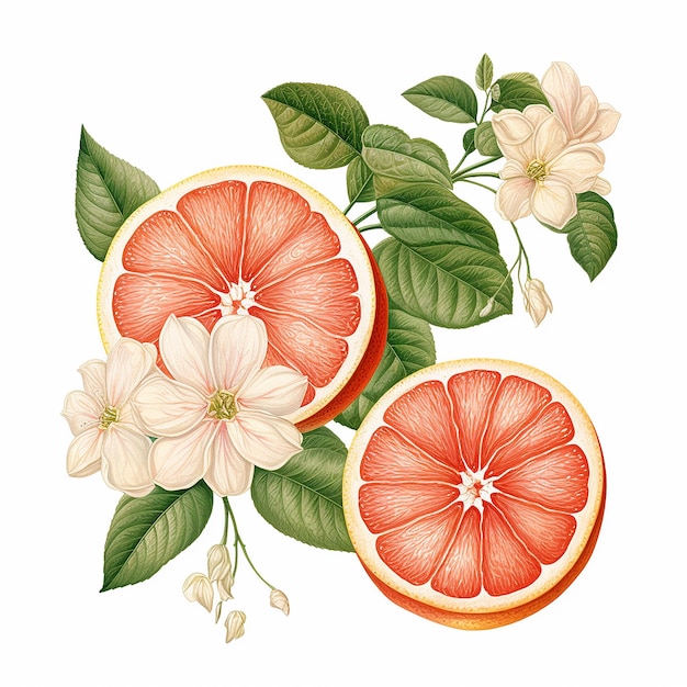 Photo fruits illustration with floral accent