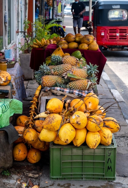 Fruits market on the street in Southeast Asia Sri Lanka