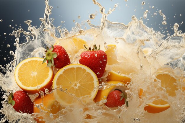 Fruits milk splash burst