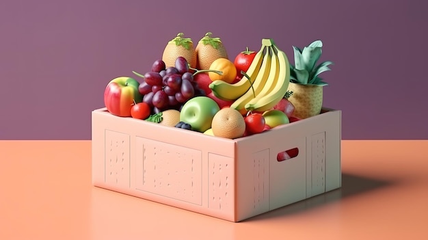 Fruits and other food for donation Bright color Generative Ai