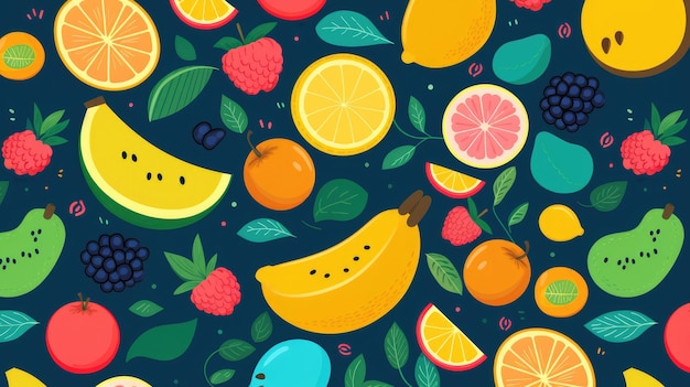 Fruits pattern background AI generated Image