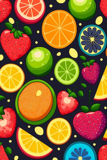 fruits pattern colorful Illustration background