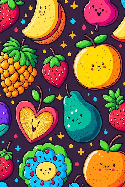 Photo fruits pattern colorful illustration background