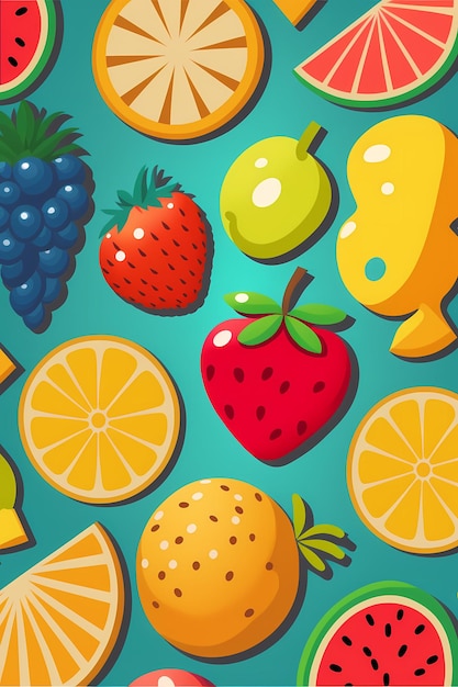 fruits pattern colorful Illustration background