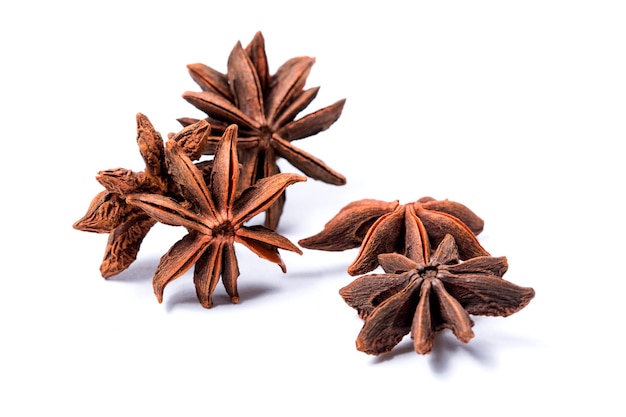 Fruits of Star anise on a white background