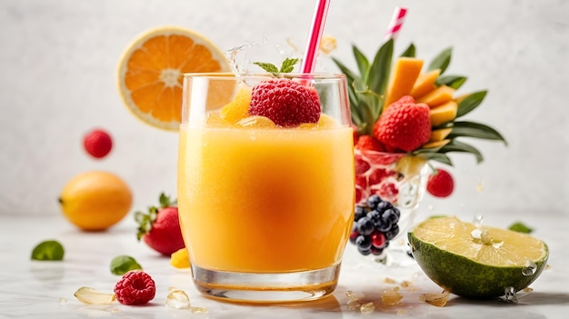 과일 딸기 오렌지 주스 얼음 신선한 비타민 스플래시 3