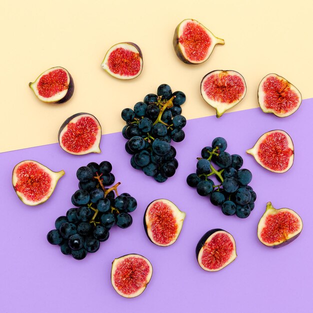 Fruits on table minimal flat