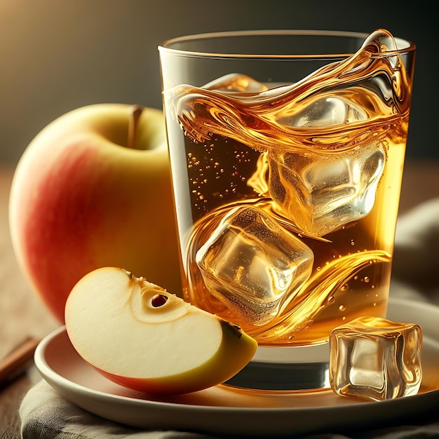 Fruits and vegetable apple juice for healthy diet social media post banner Well decorated in a glass